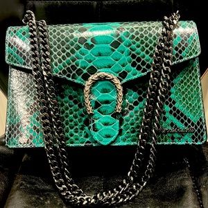 Marina Galanti snake skin leather bag inEUC made iItaly with black chain strap